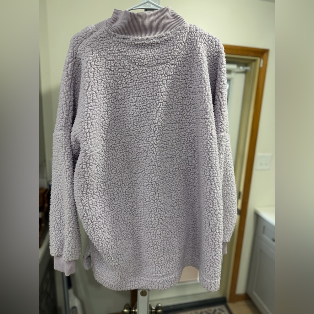 aerie Light Lavender Ribbed Sherpa Half-Zip - Picture 4 of 4